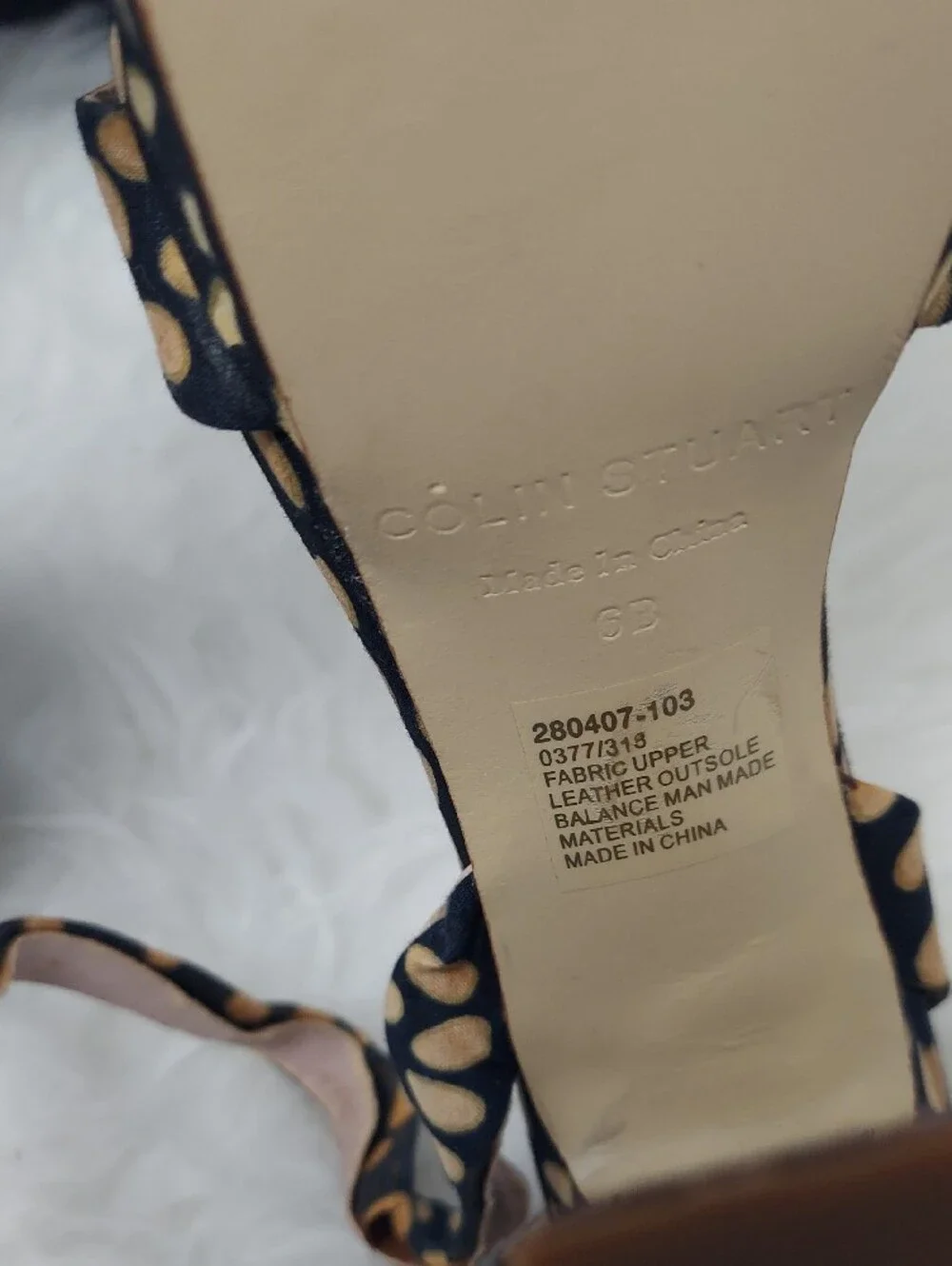 Colin Stuart Black Platform Sandals with Gold Dot Print